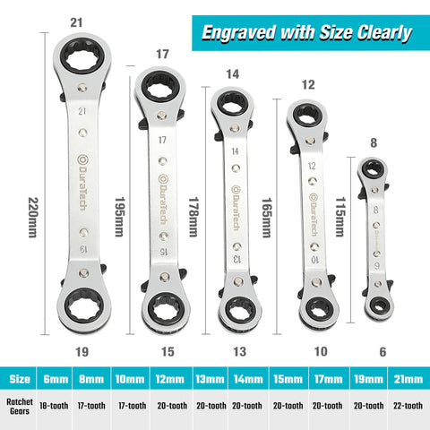 DURATECH double-offset box end wrench 10x12mm for easy reverse threading in confined areas