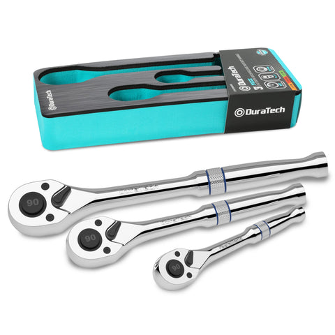 DURATECH 1/4-inch drive ratchet with quick-release for tight-space work.
