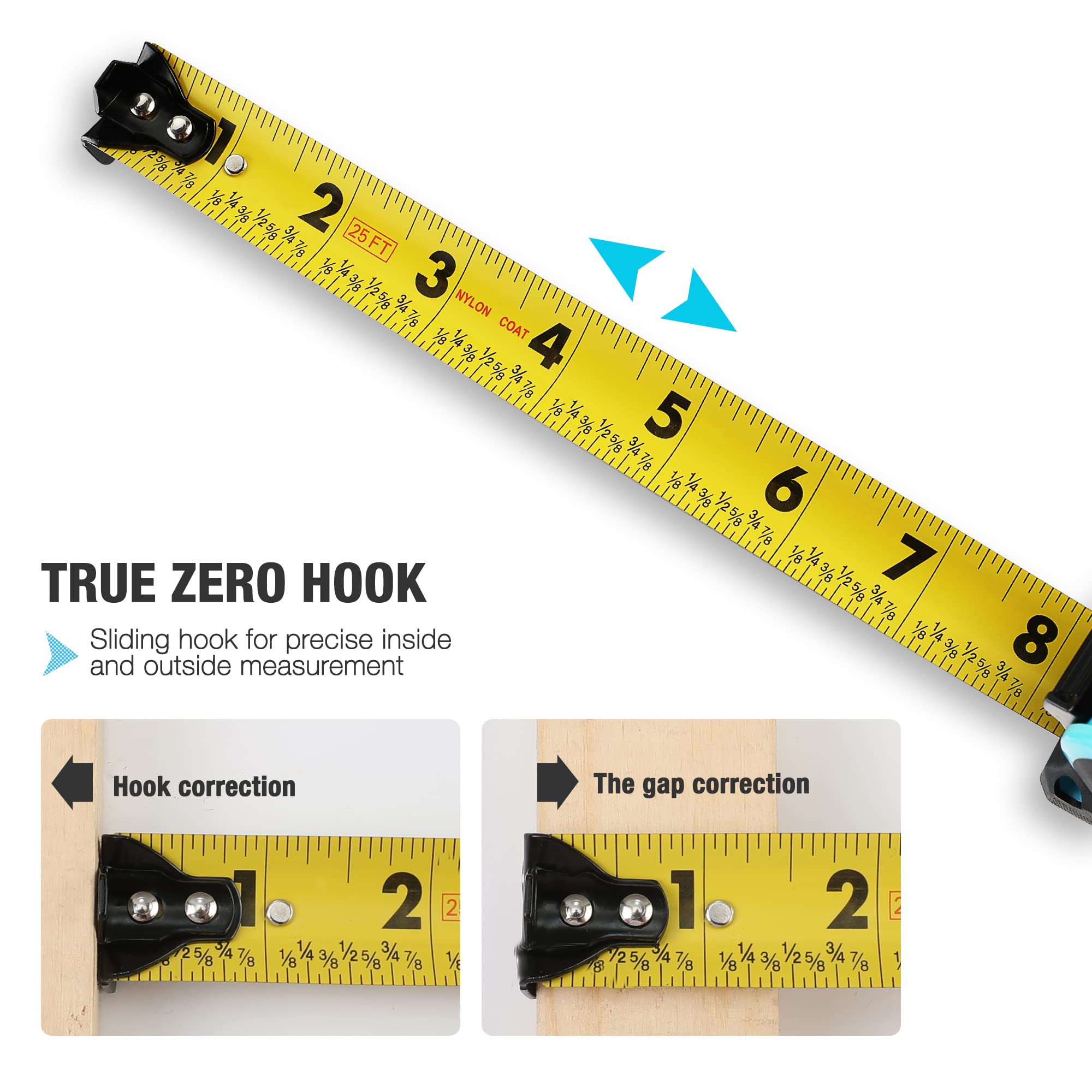 DURATECH easy-read markings with 19.2-inch triangle spacing for quick checks.
