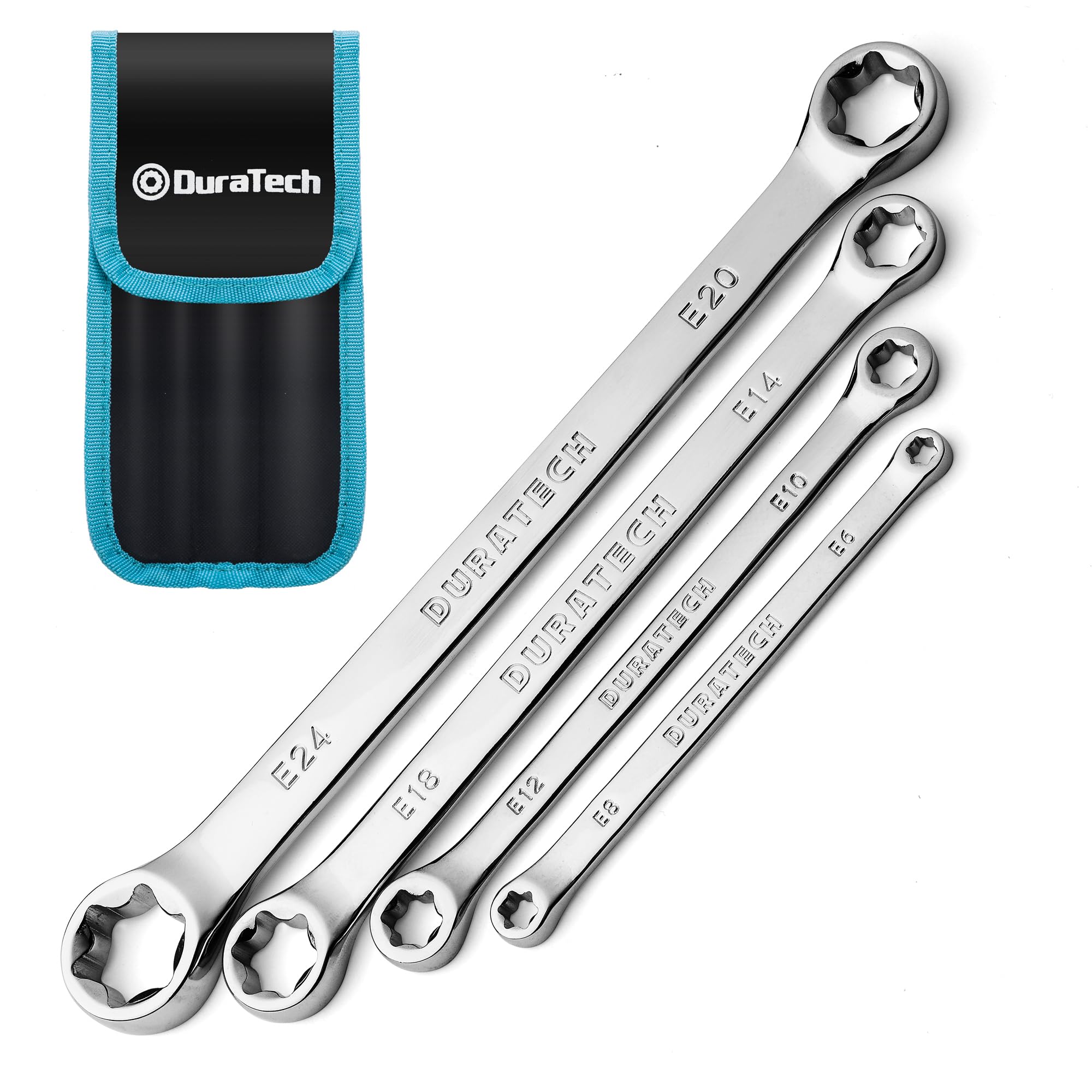 DURATECH E-Torx wrench set top view shows dual box ends for versatile grip.