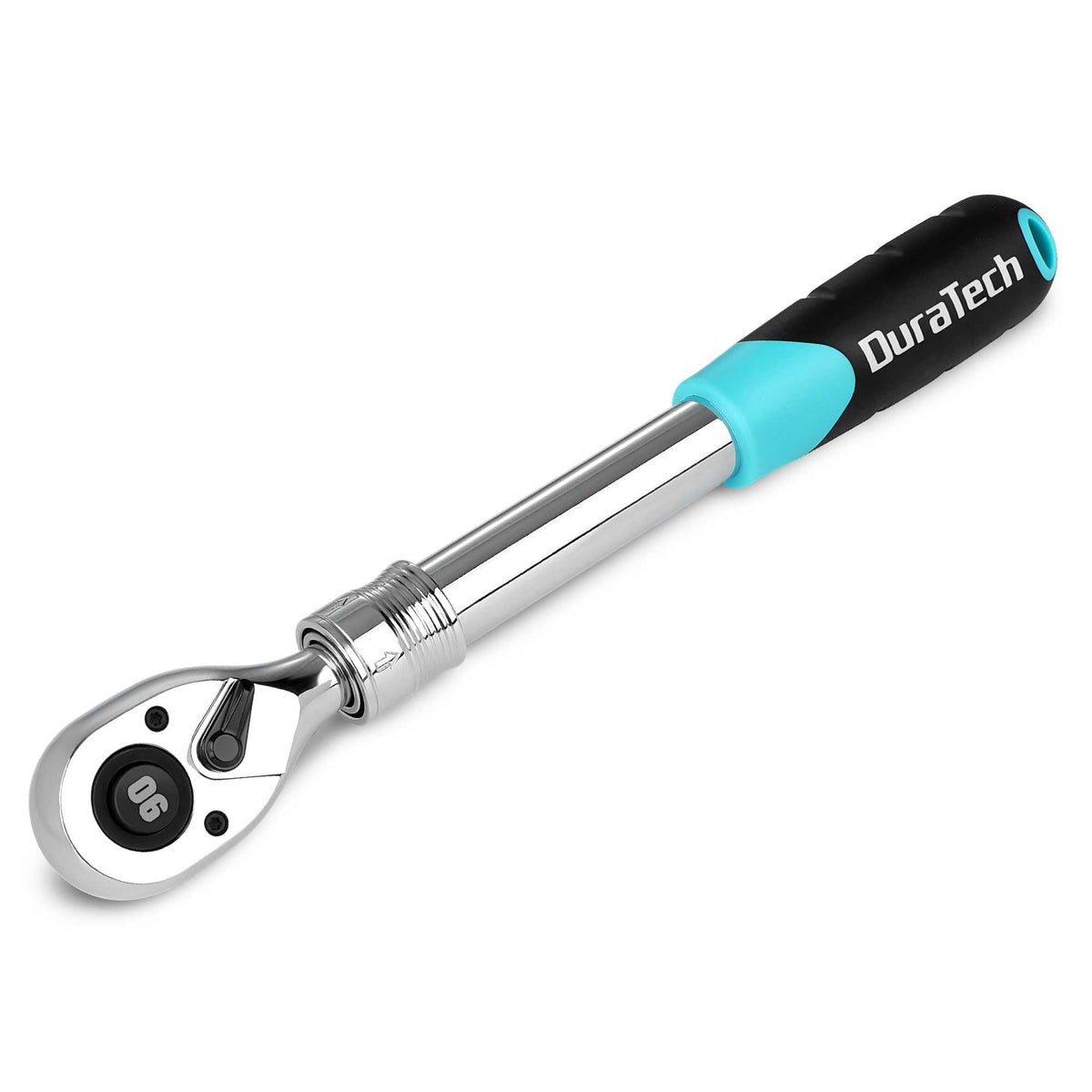Duratech extendable ratchet with 90-tooth quick-release for tight spaces.