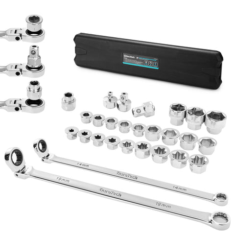 DURATECH 14mm extra-long flex-head wrench for tight spaces and leverage.