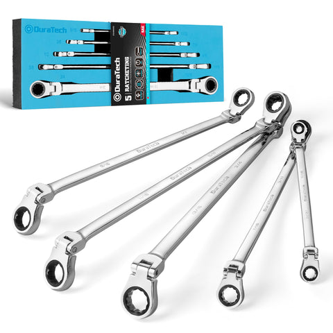DURATECH extra-long ratcheting wrenches laid out for tight spaces