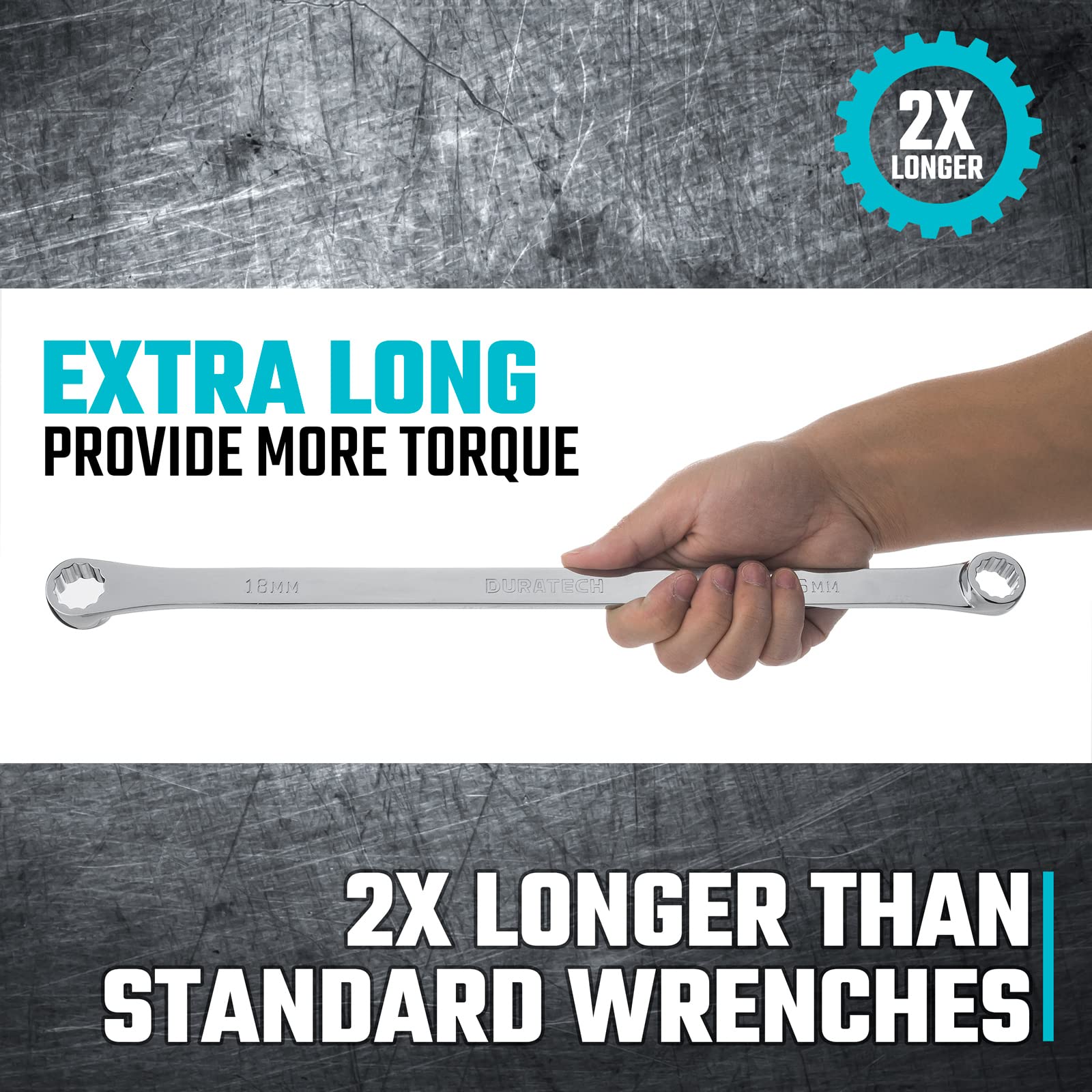 DURATECH 13–15 mm wrenches in a tight spot for leverage
