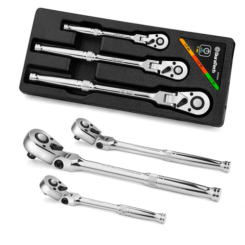 DURATECH flex-head ratchet with 180-degree pivot for tight spaces
