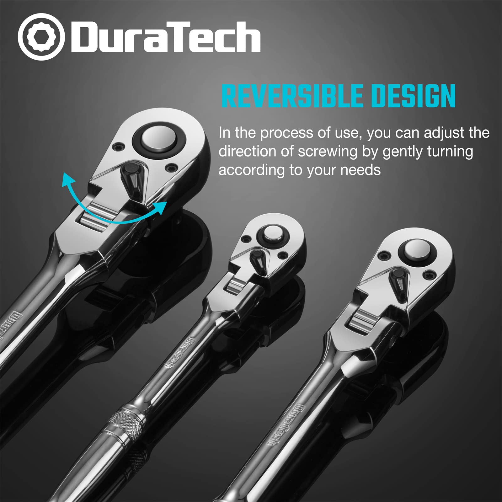 DURATECH reversible lever allows direction change without removing the socket
