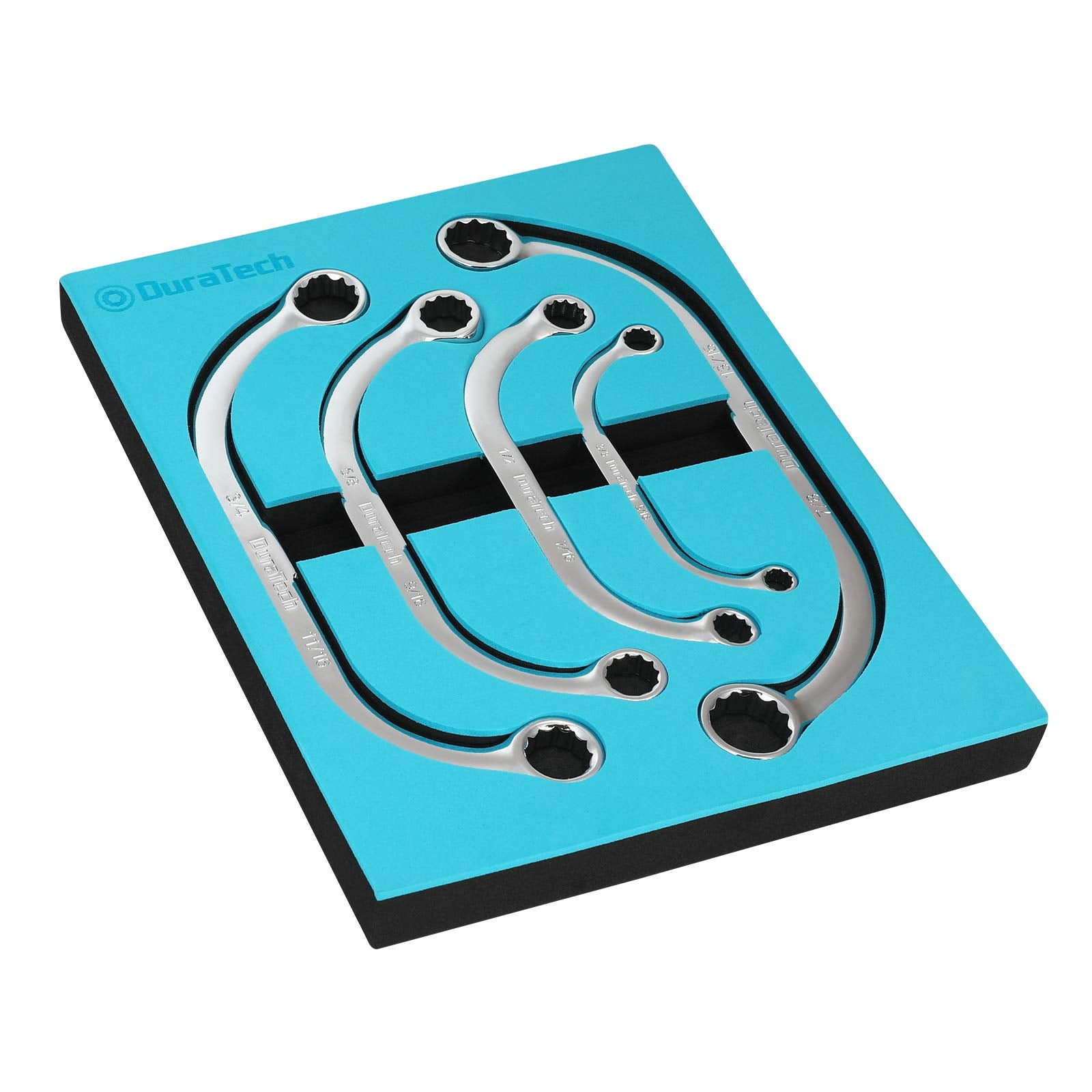 DURATECH Half Moon Box Wrench Set in toolbox, ideal for automotive repair in tight spaces