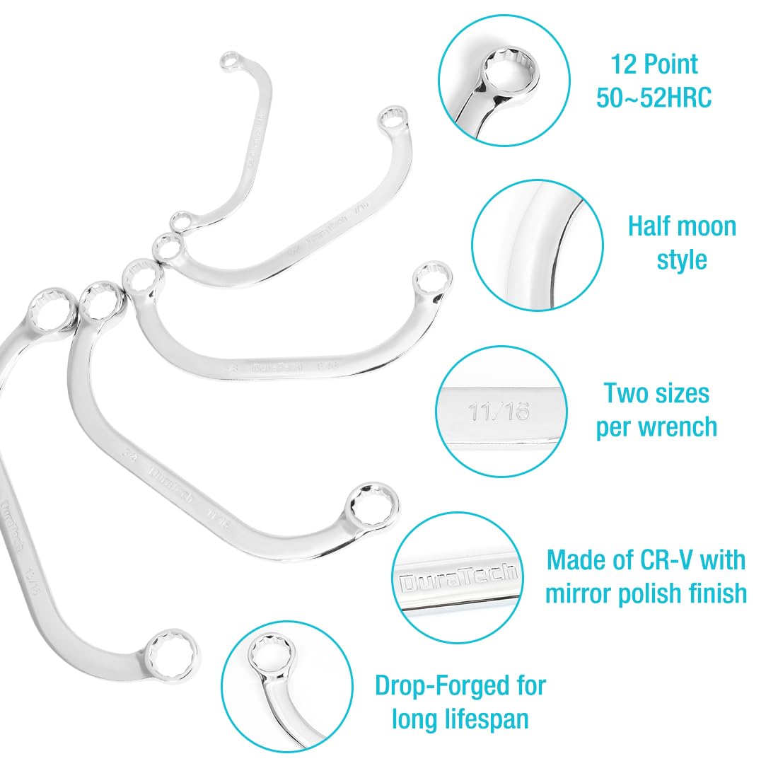 DURATECH half moon design offers easier access under compact engine components