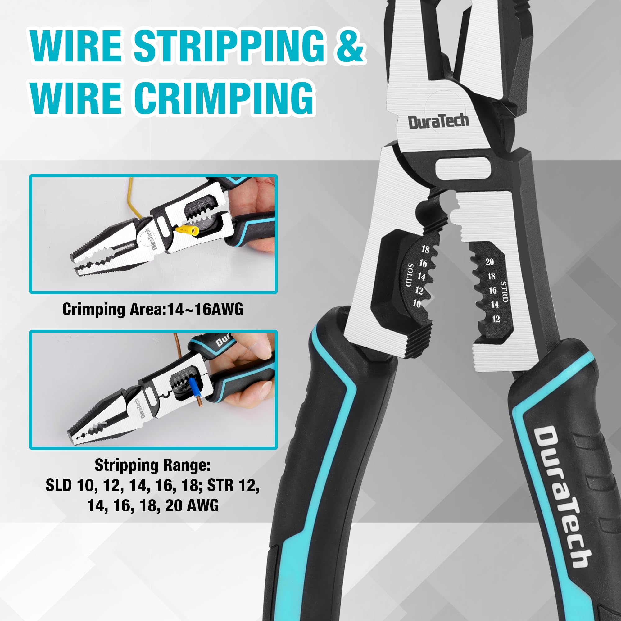 DURATECH heavy-duty pliers handle varied wires with strong bite.