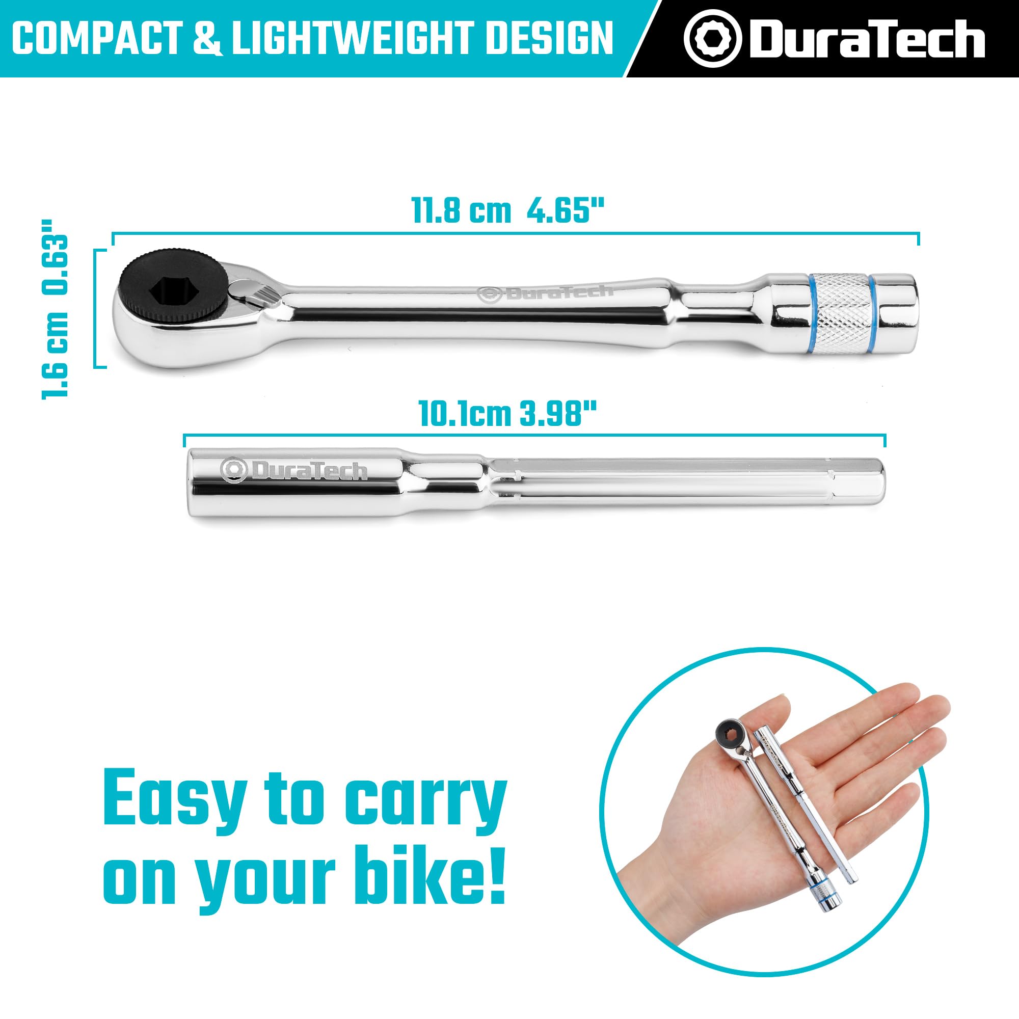 DURATECH hex bit extender enables deeper reach and versatile mounting.