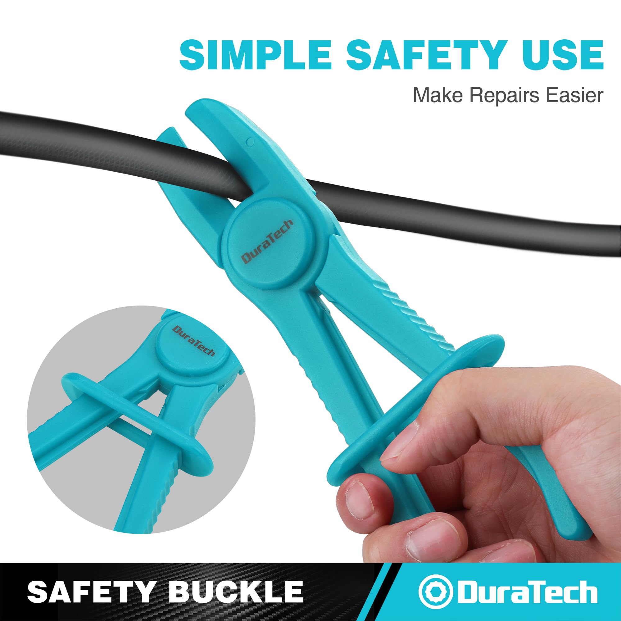 Built-in locking buckle to hold clamps in place while you work