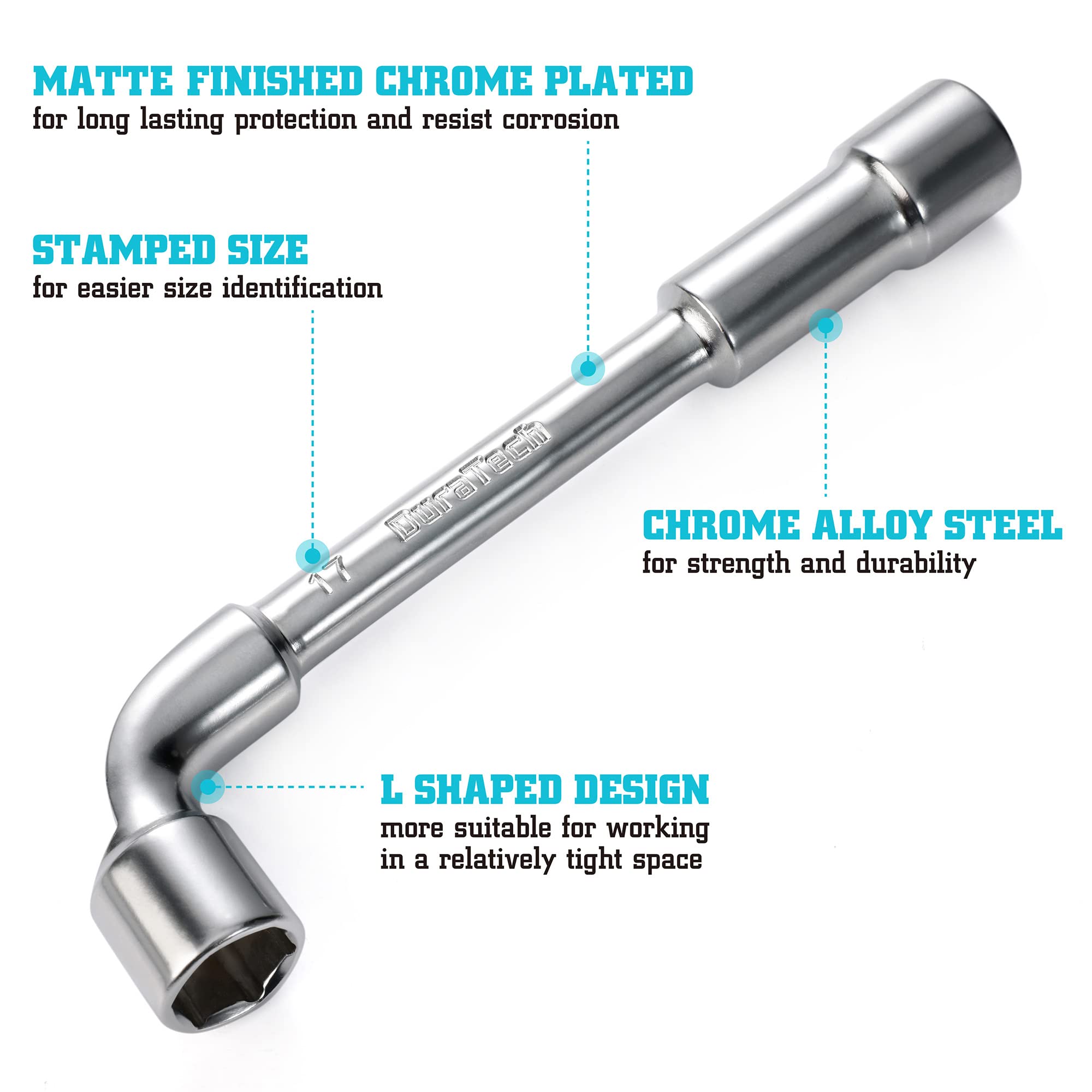 DURATECH L-Type elbow wrench 9mm for automotive repairs in cramped areas.
