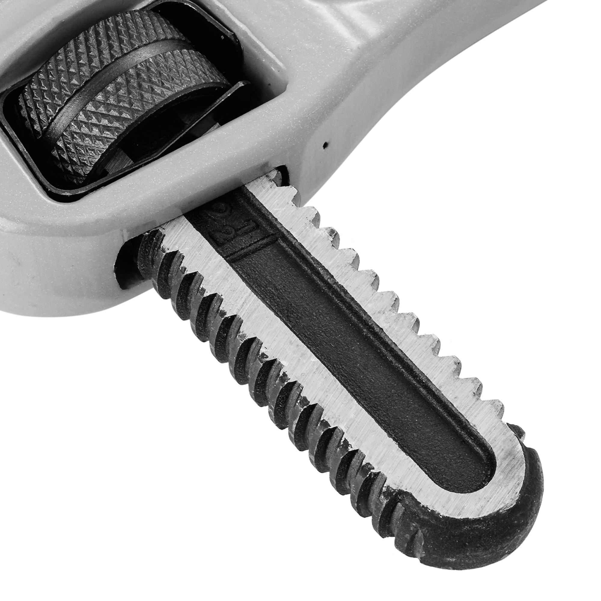 DURATECH large jaw capacity for pipes from 1 to 2-1/2 inches.