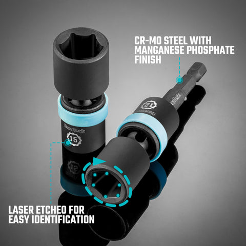 DURATECH laser-etched metric sizes for fast identification in low light.