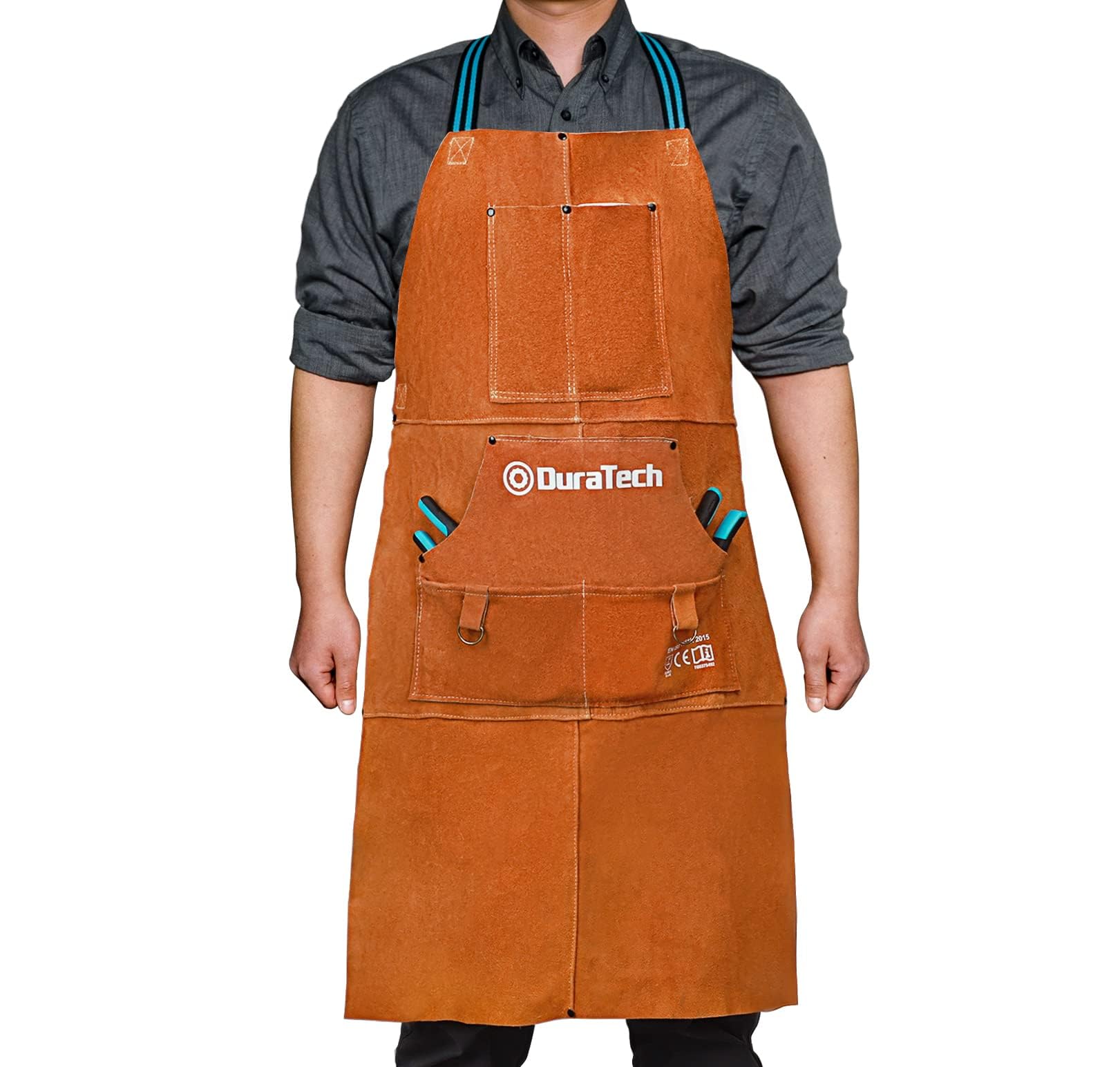 DURATECH leather welding apron made from full split cowhide protects against sparks and heat