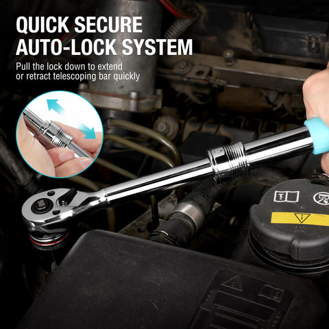 DURATECH locking shaft with card-slot design enables secure length changes.