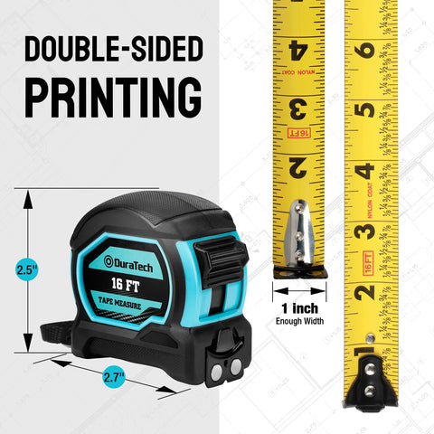 DURATECH magnetic tape measure durable ABS and TPR case withstands drops