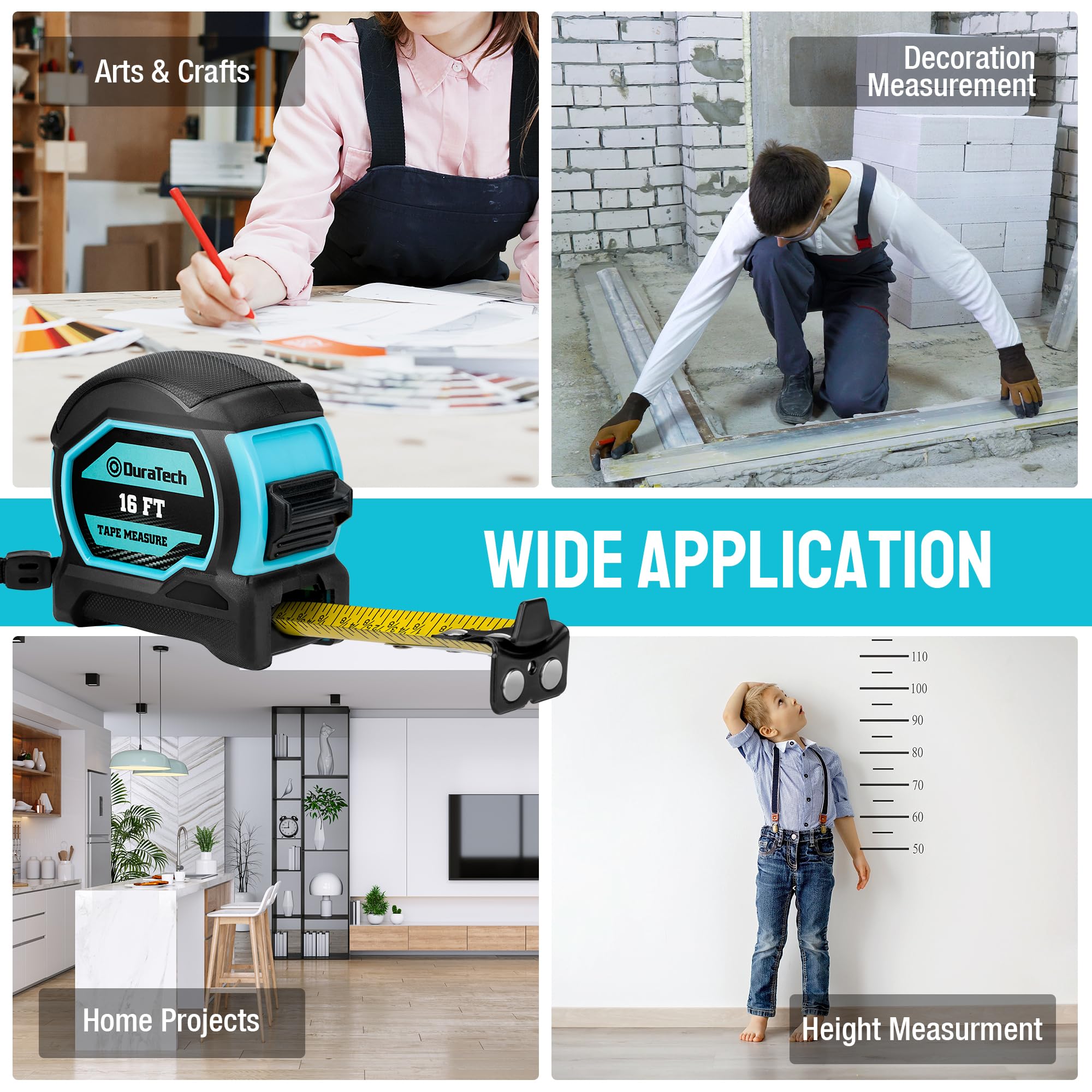 DURATECH magnetic tape measure ideal for indoor and outdoor use