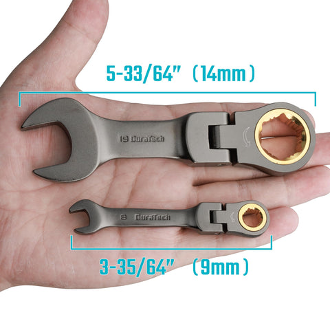 DURATECH metric wrenches with roll-up pouch keep tools organized for transit.
