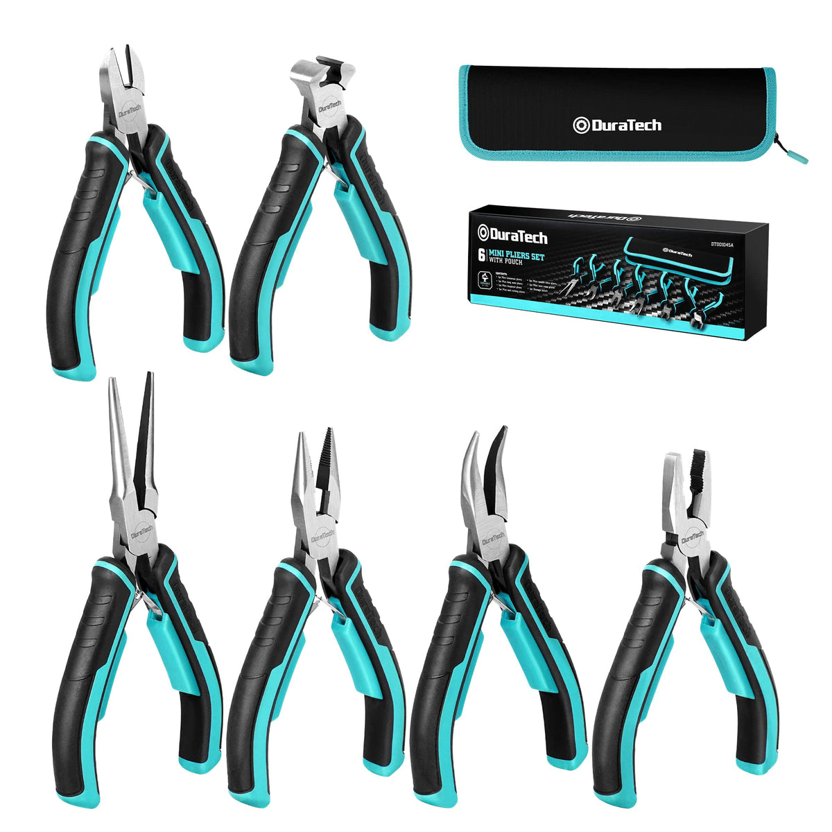 DURATECH mini pliers set closeup, durable CRV steel for precise crafting