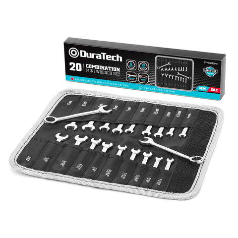 DURATECH mini wrench set with rolling pouch for portable tool storage