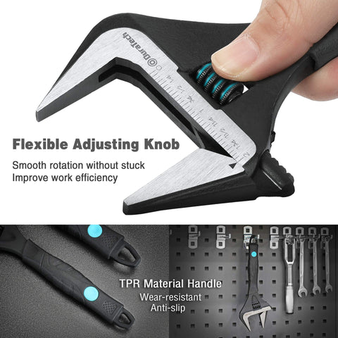 Duratech mirror-polished head improves scale readability during adjustments.