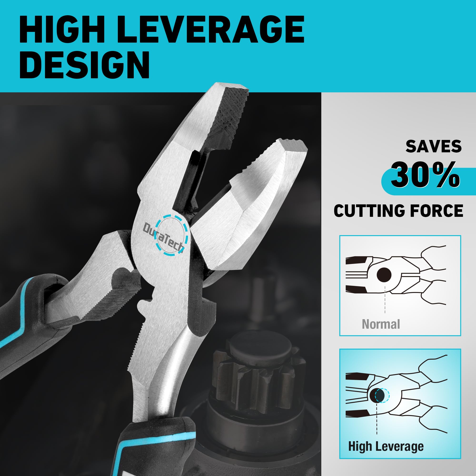 DURATECH versatile pliers for gripping, crimping, holding, and cutting.