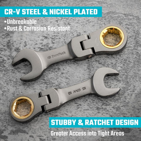 DURATECH chrome vanadium nickel-plated wrenches protect against corrosion and last longer.