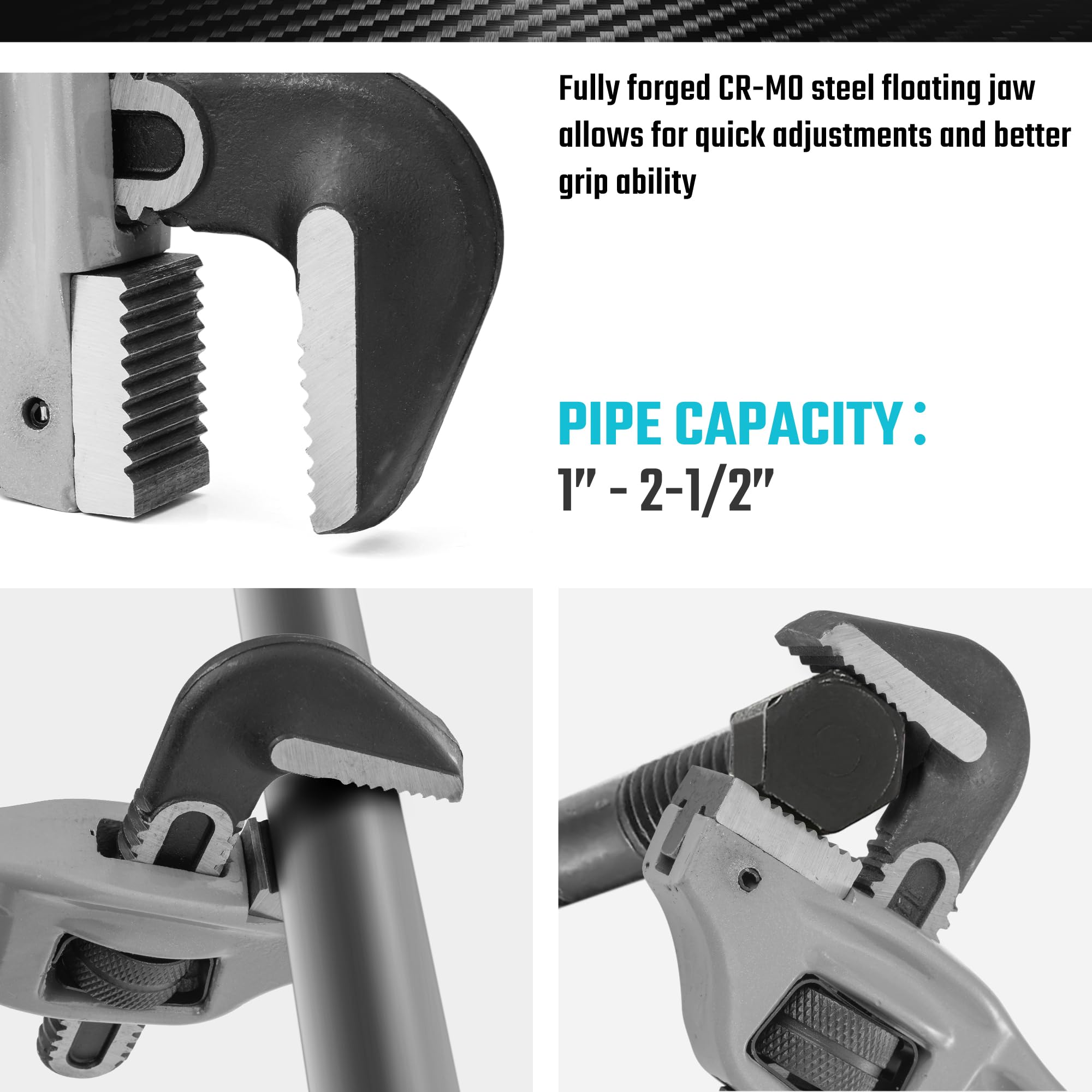 DURATECH 45-degree offset head facilitates access to tight spaces during plumbing tasks.