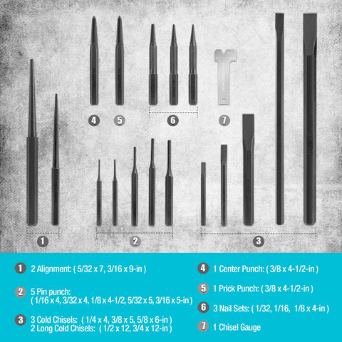 DURATECH pin punches variety for precise pin driving and removal.