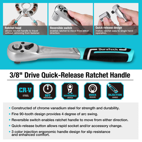 DURATECH professional toolbox-ready ratchet with efficient quick-change design