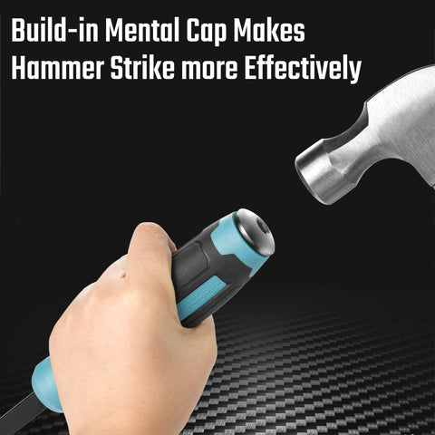 DURATECH pry bar with hammer strike cap for direct impact.