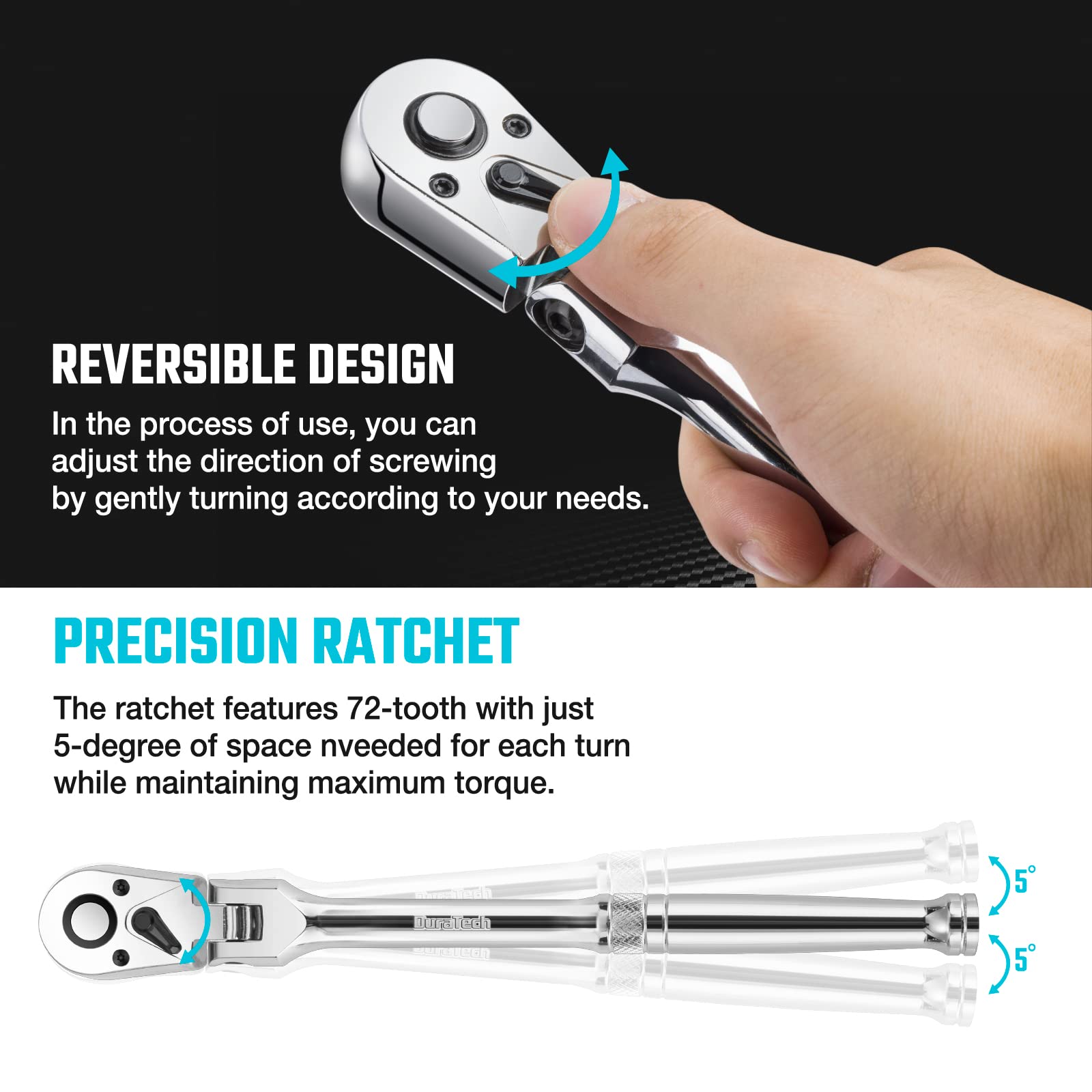 DURATECH quick-release button facilitates fast socket removal.