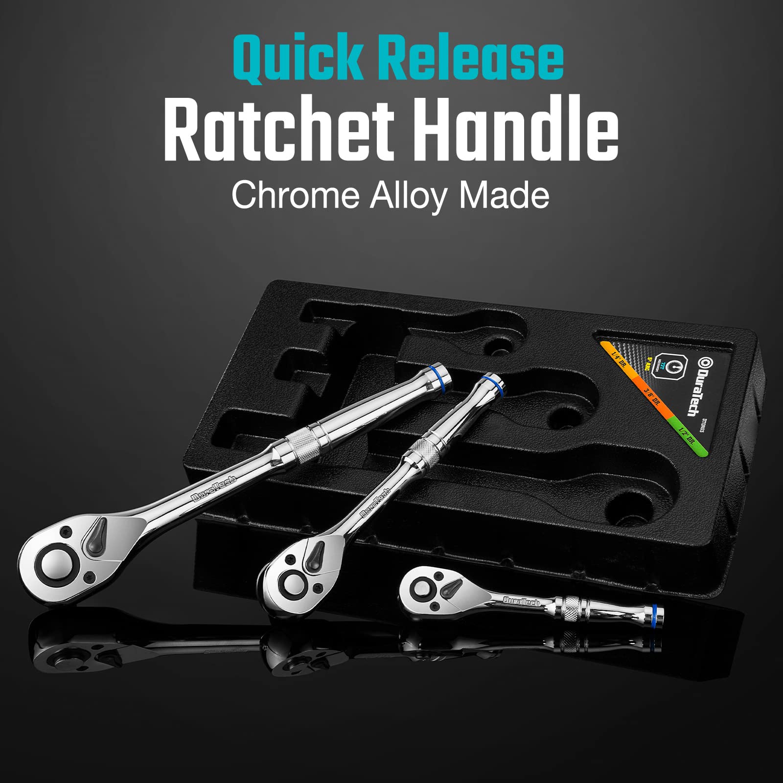 Duratech ergonomic knurled handle provides secure grip during long sessions.