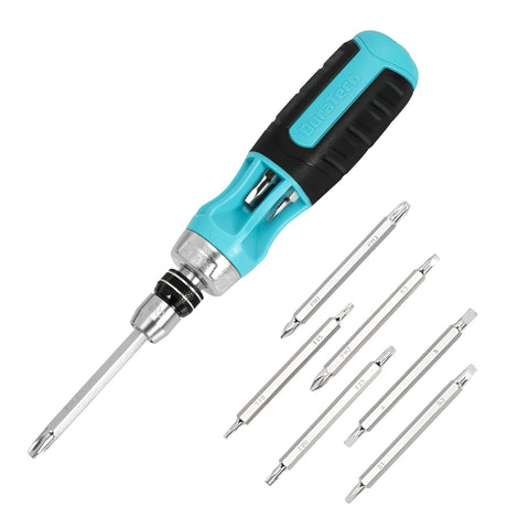 DURATECH ratcheting screwdriver with 12-in-1 quick-load for versatile DIY tasks