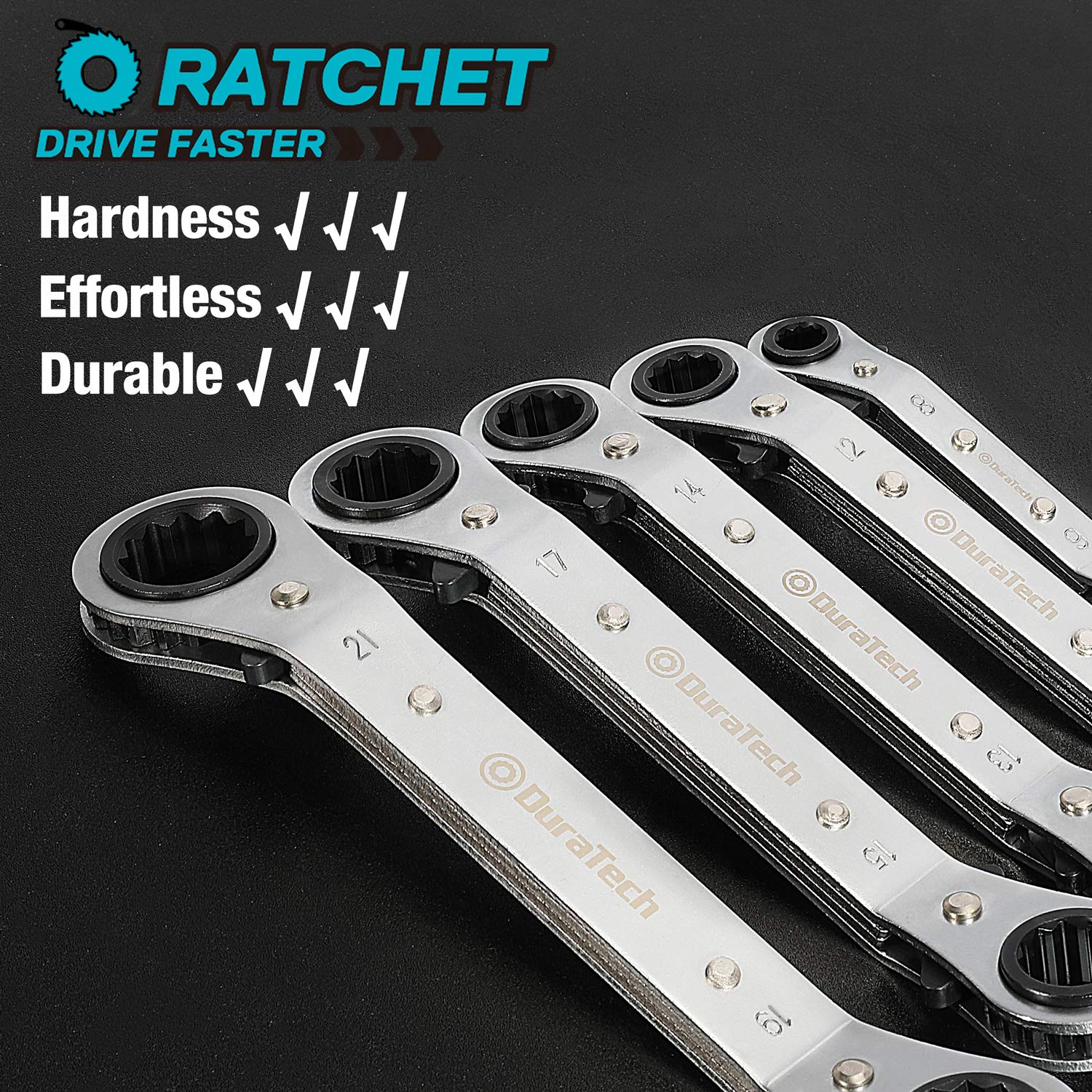 DURATECH ratchet set with matte chrome finish resisting rust and wear
