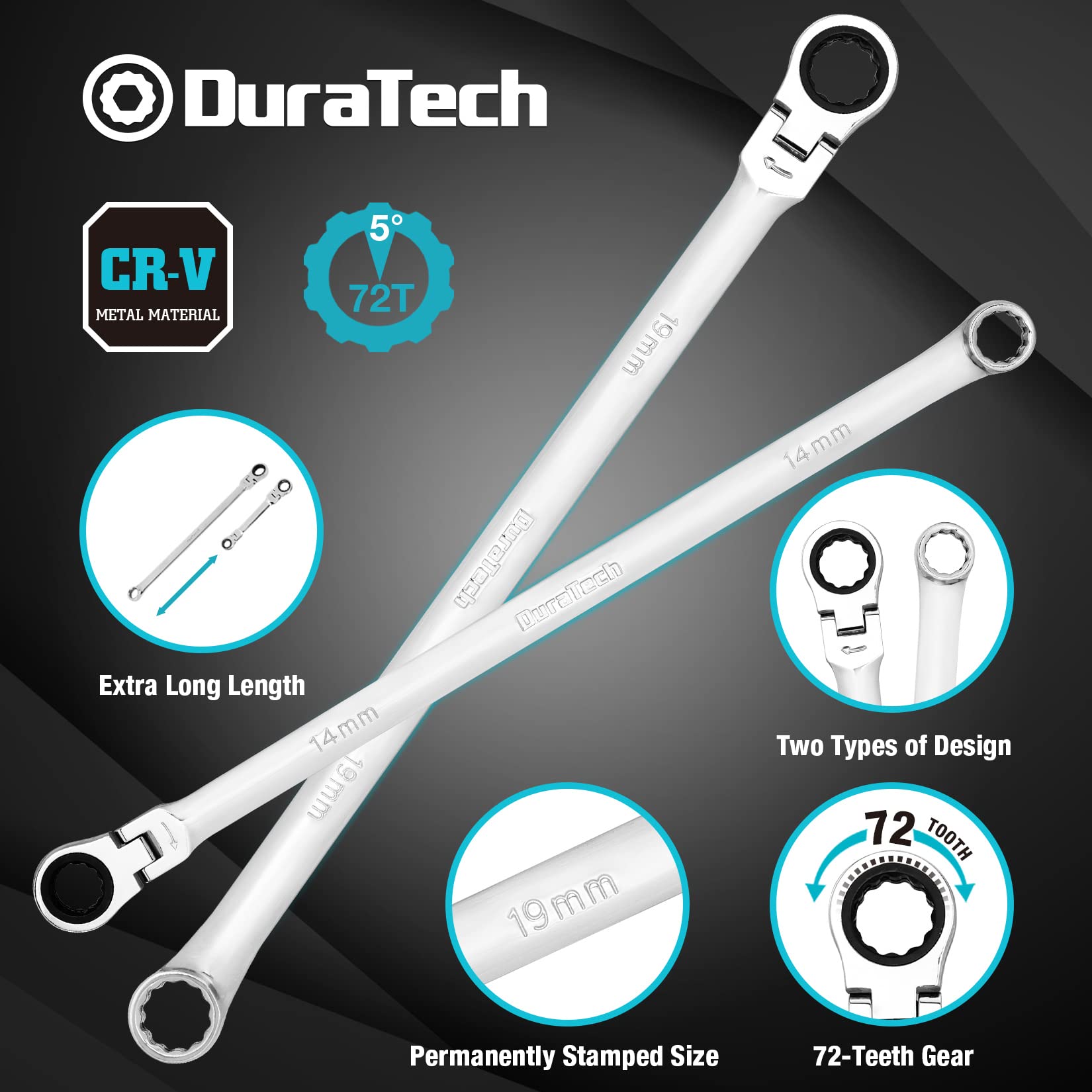 DURATECH replacement heads 8-22mm for versatile sizing on tasks.