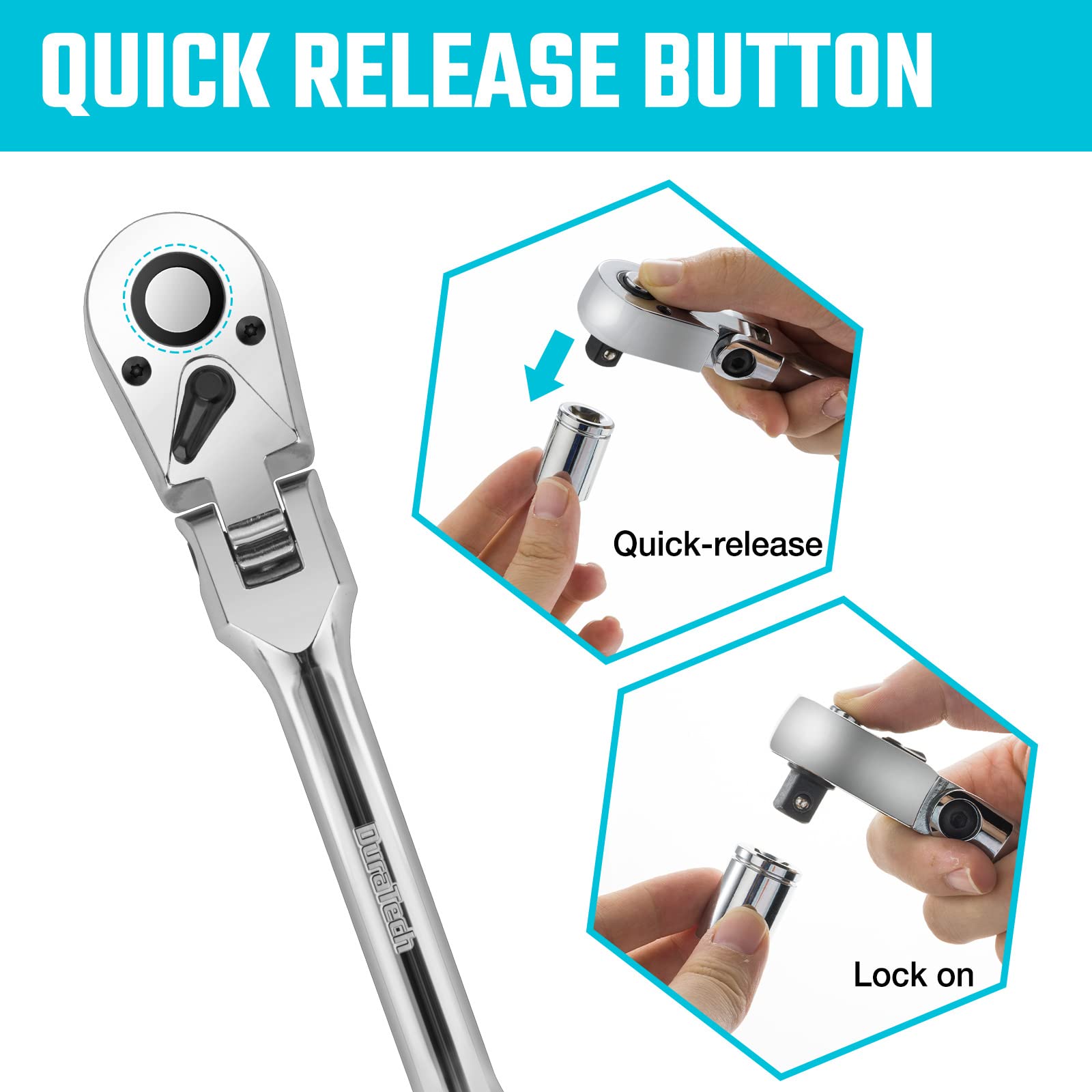DURATECH reversible lever lets you switch direction without removing sockets.