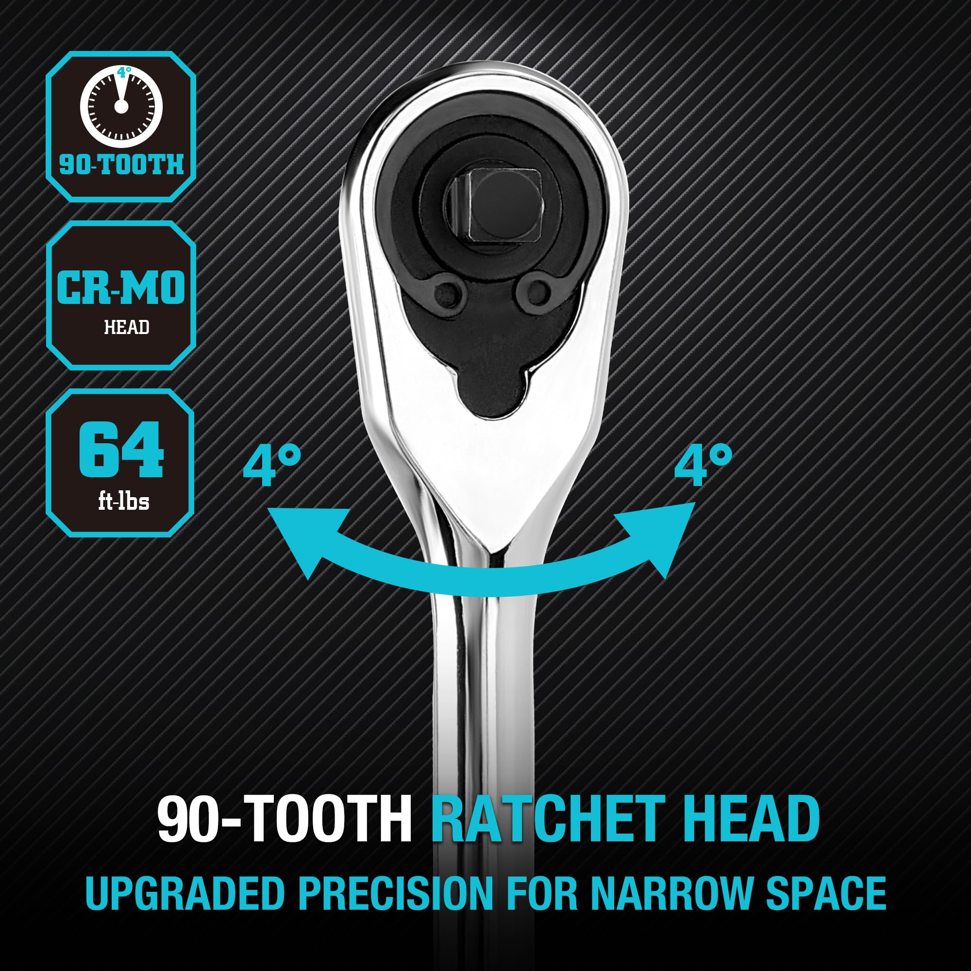 DURATECH reversible switch enables one-handed direction change.