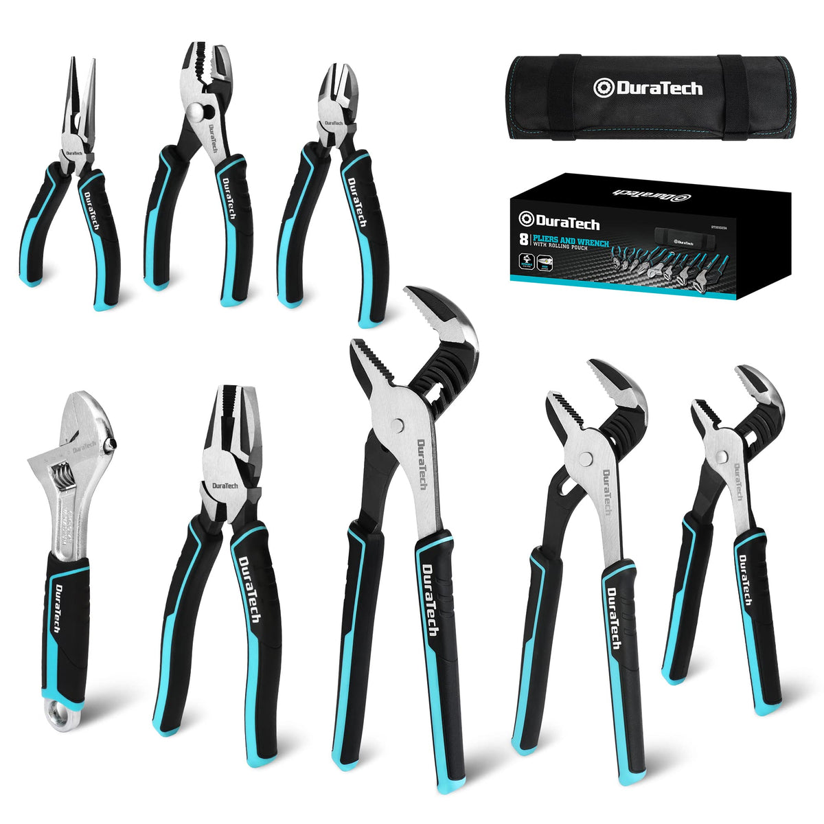 DURATECH rolling pouch with pliers for organized storage and portability.
