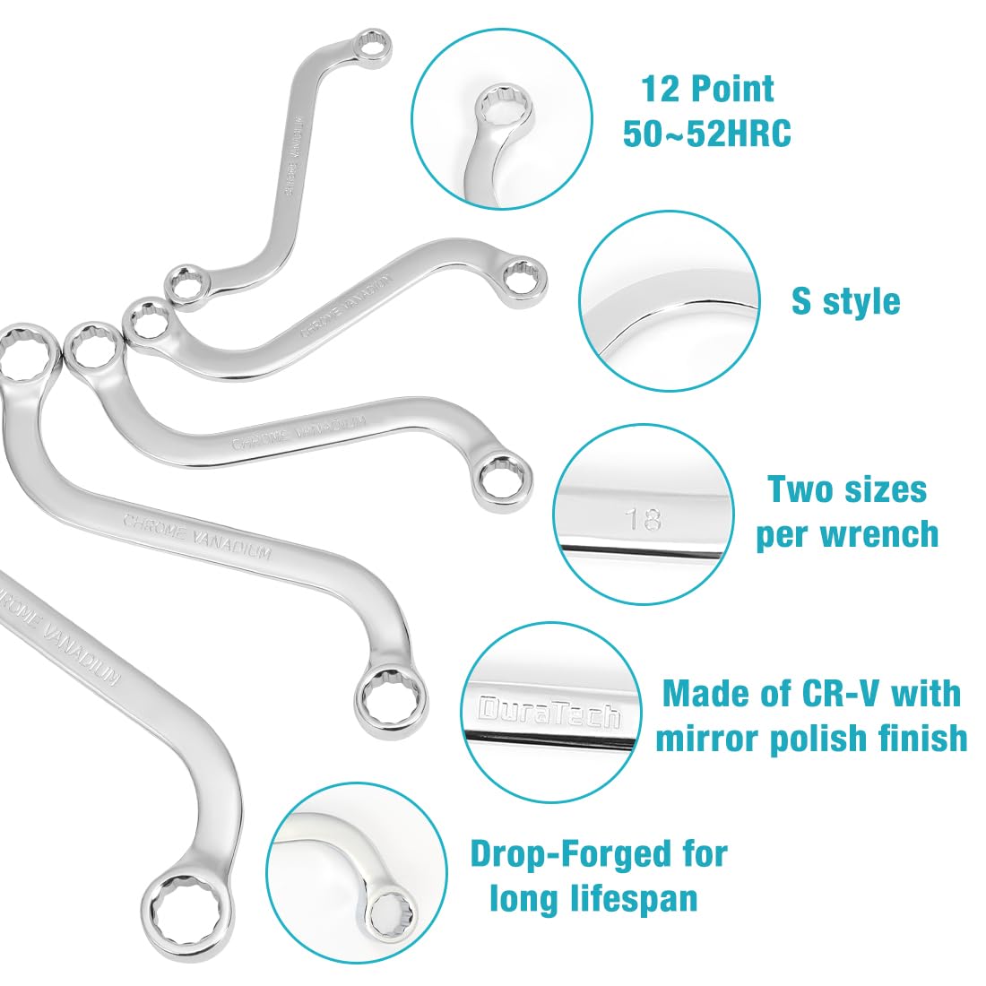 DURATECH S-Style wrenches 14–15 mm ready for mid-range fasteners
