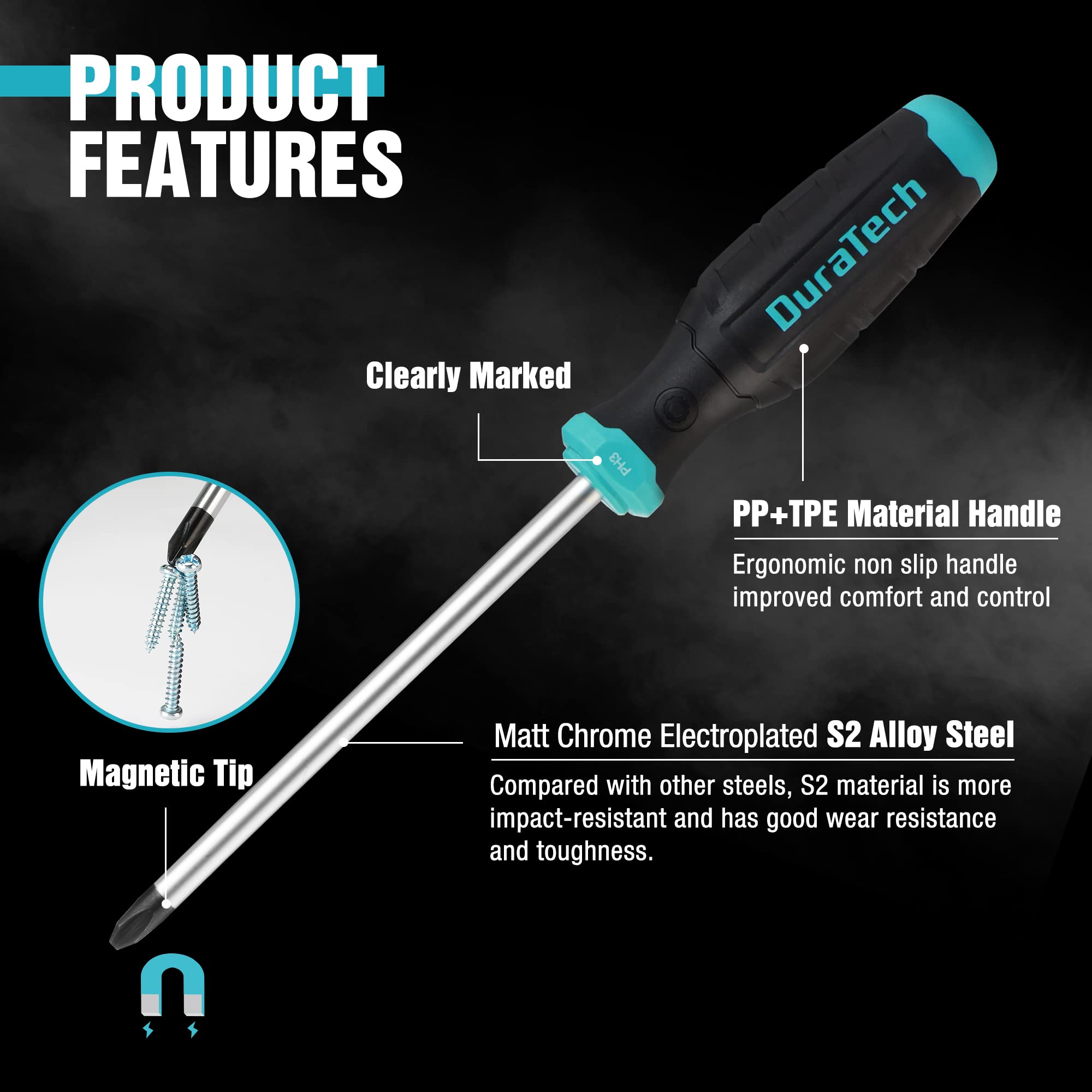 DURATECH S2 slotted screwdrivers in varied sizes for versatile applications.