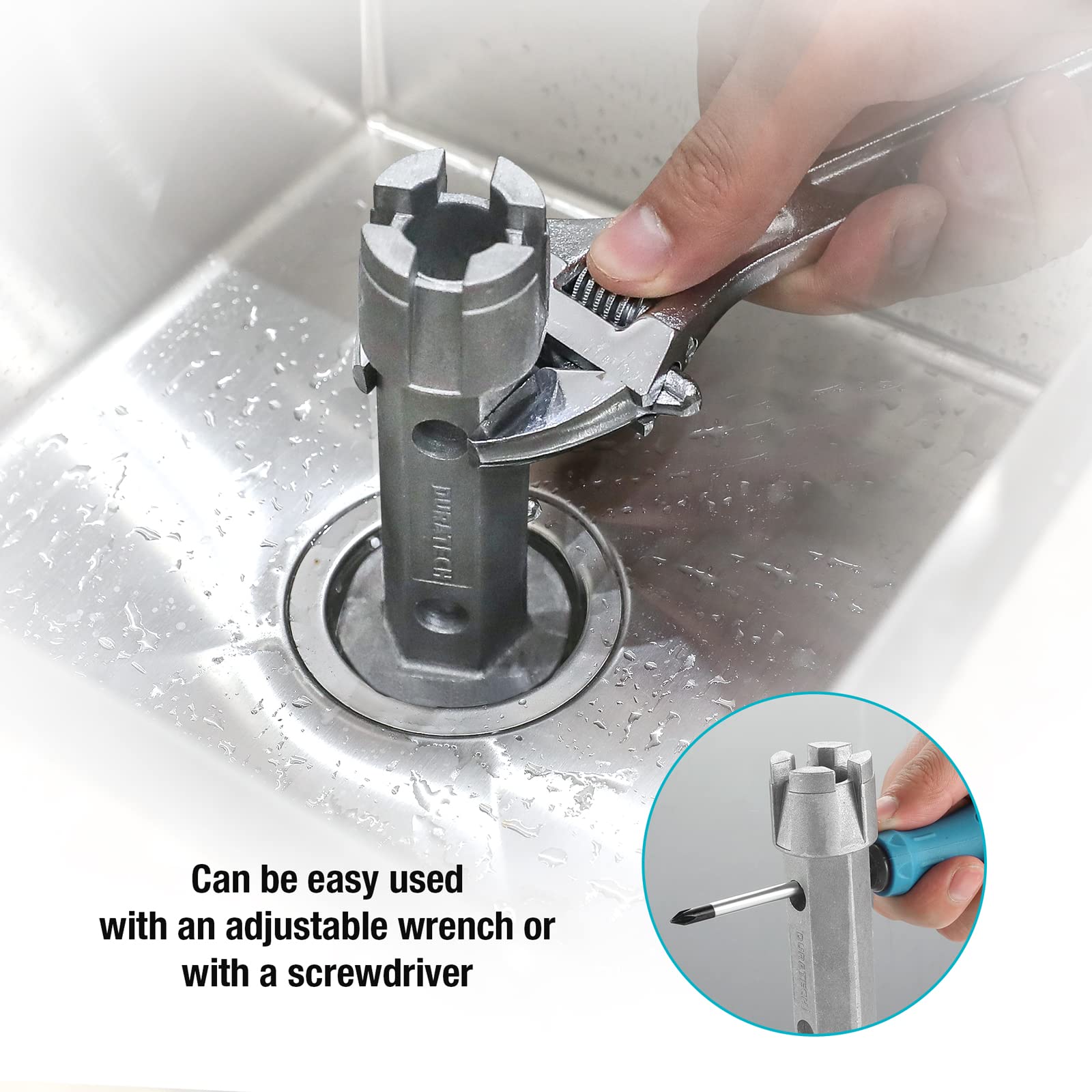 DURATECH basin wrench helps with under-sink maintenance in tight spaces.