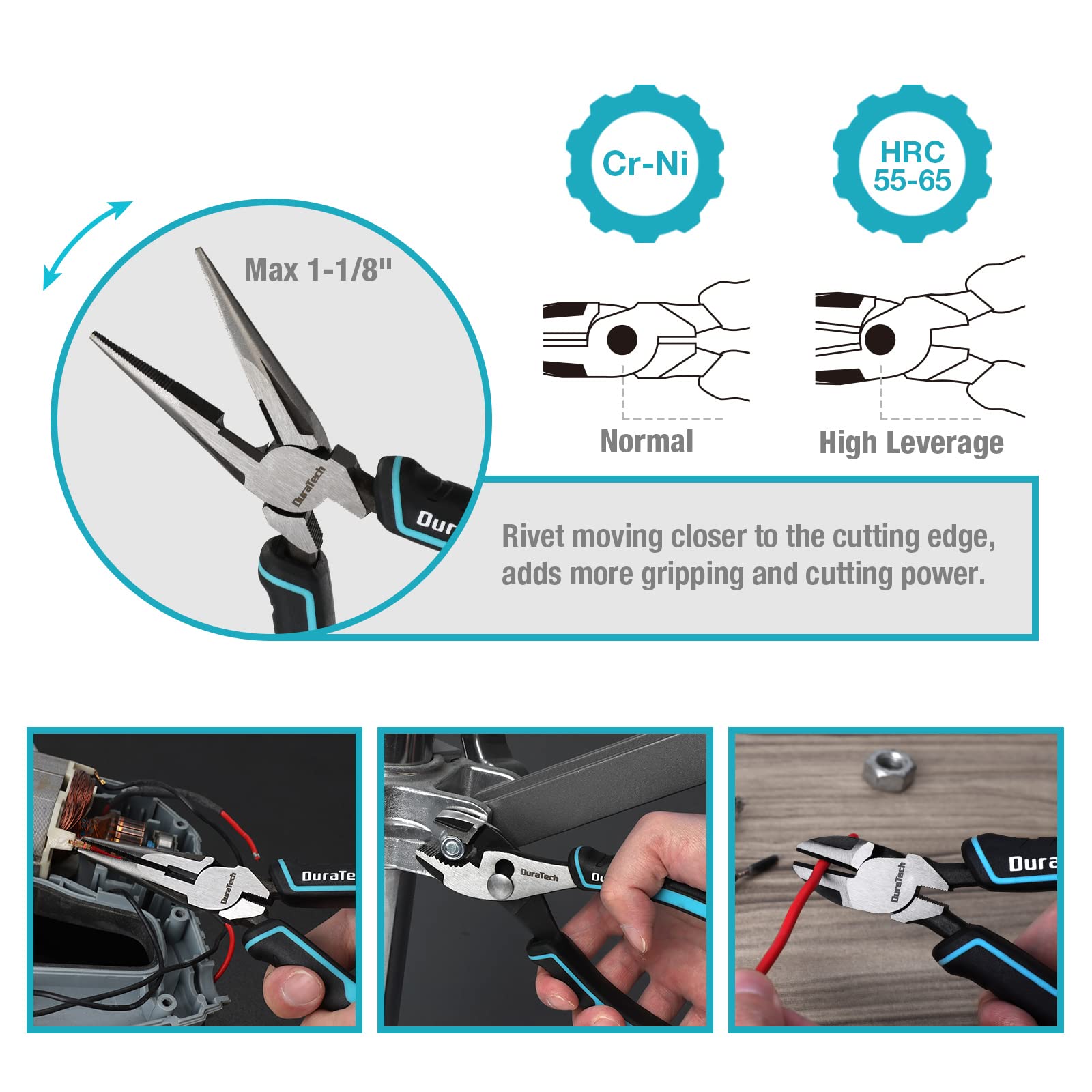 DURATECH 6-inch slip joint pliers offering versatile gripping in tight spaces