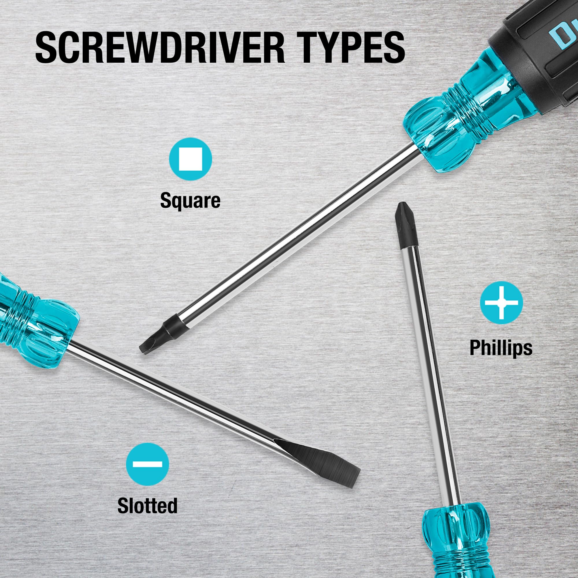 DURATECH square tip screwdriver with chrome finish for corrosion resistance and precise work.