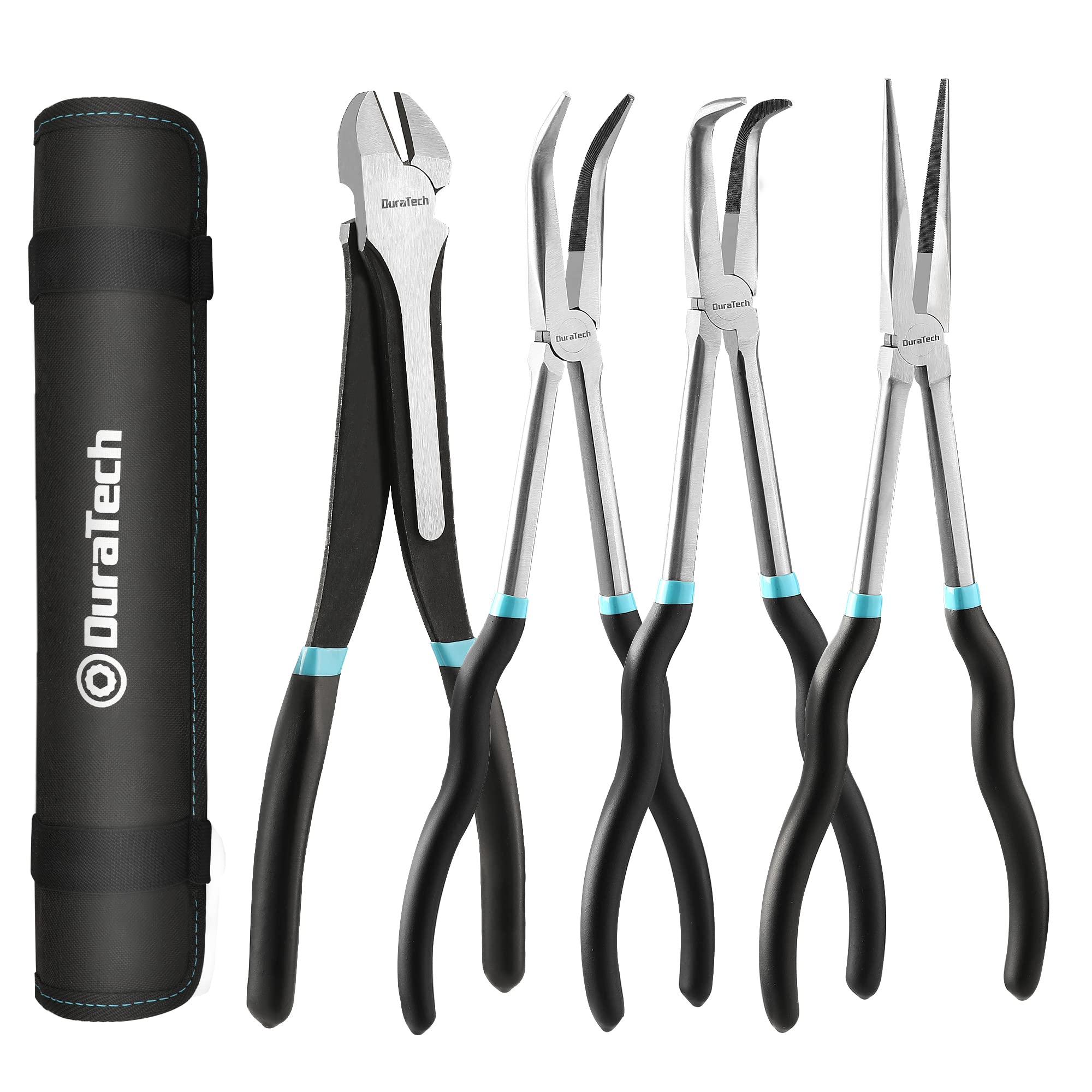 DURATECH straight needle nose pliers for precise gripping in tight spots.
