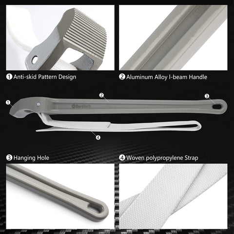DURATECH strap wrench 1.8-inch width concentrates grip on irregular shapes