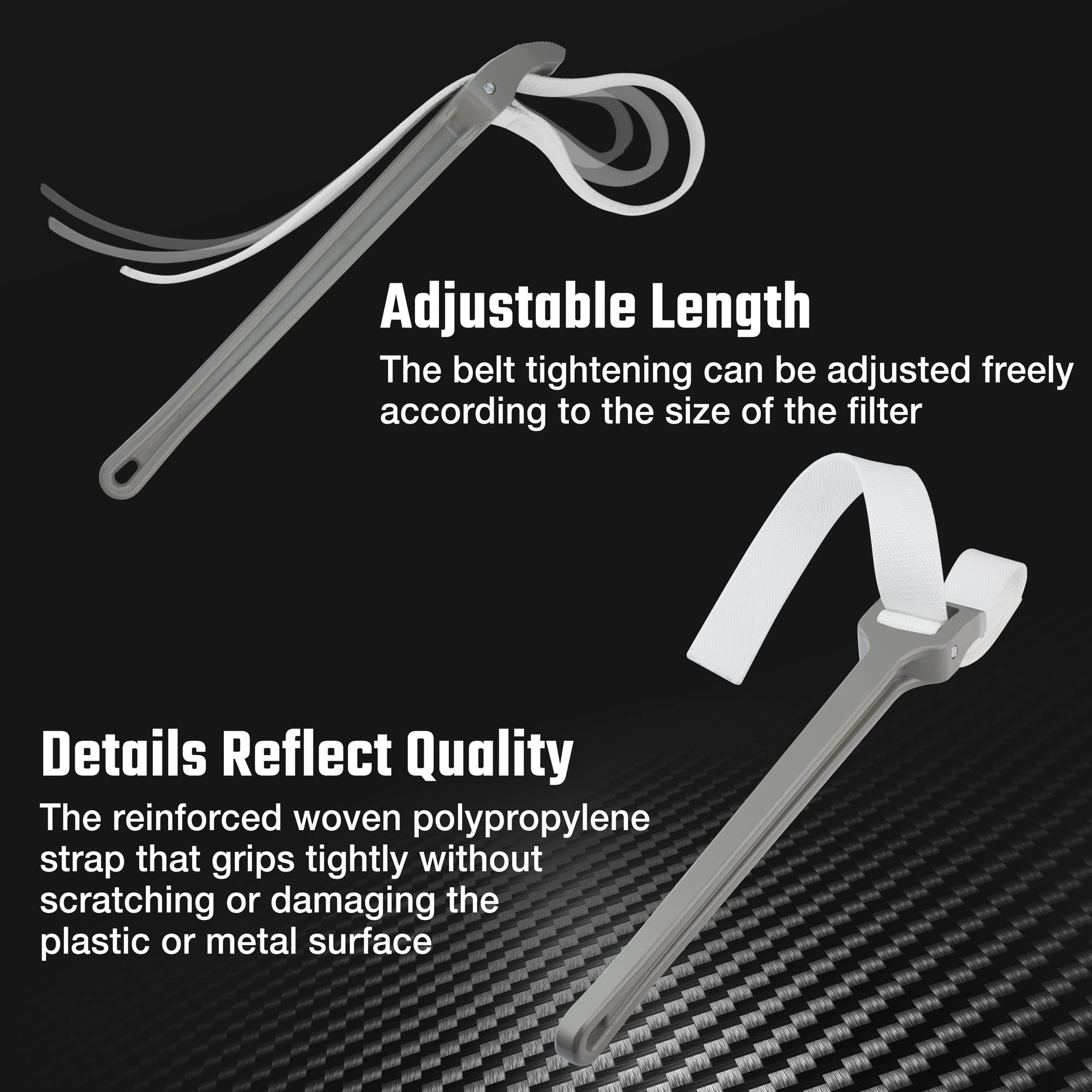 DURATECH strap wrench in tight spaces ideal for oil filters, pipes, and jars