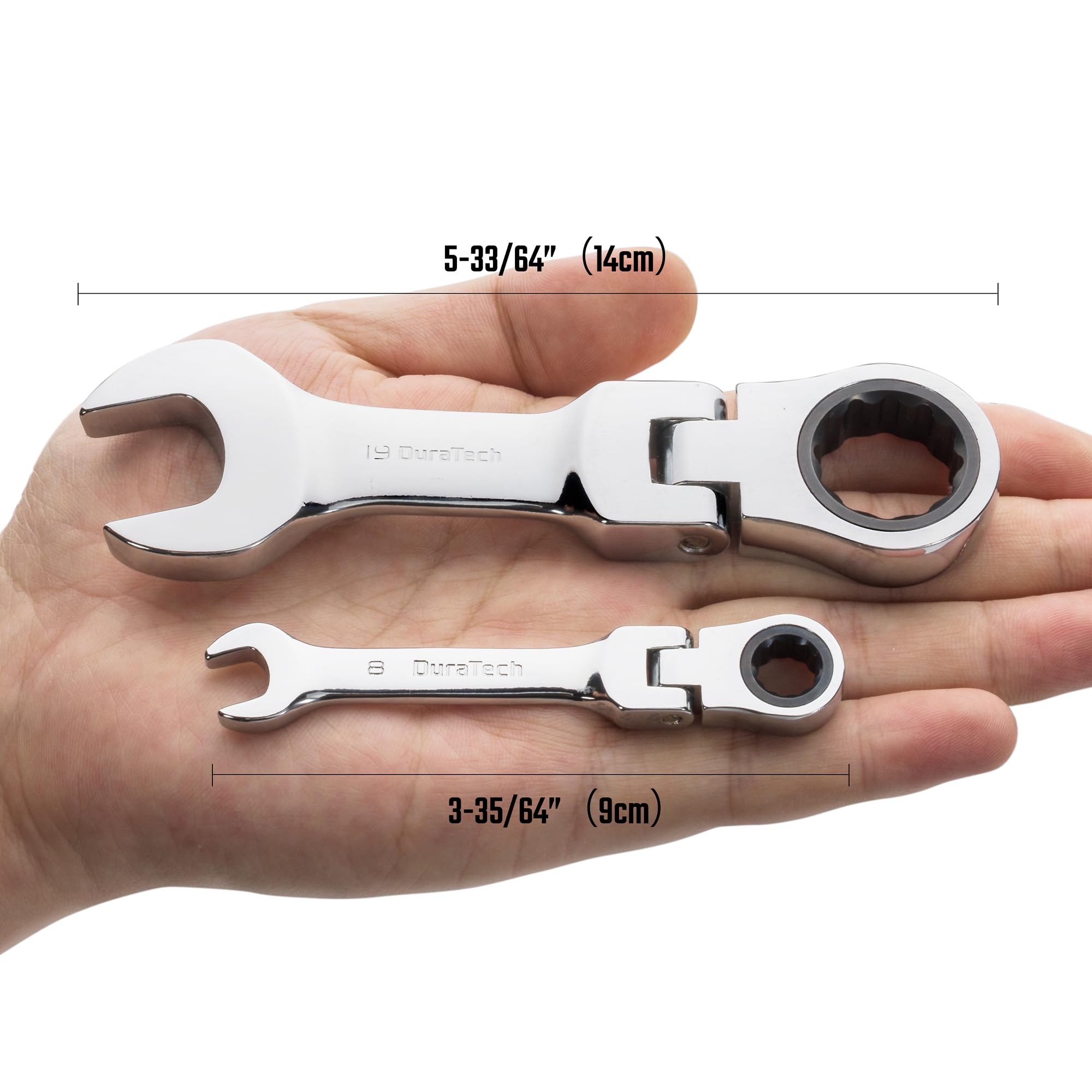 Duratech stubby flex-head wrench 13mm handles stubborn fasteners in tight spots.