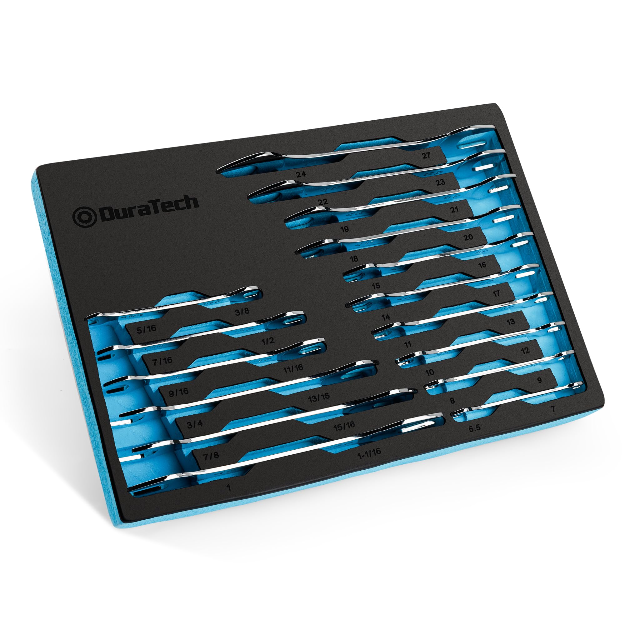 DURATECH super-thin open-end wrenches close-up with chrome finish for hard-to-reach bolts
